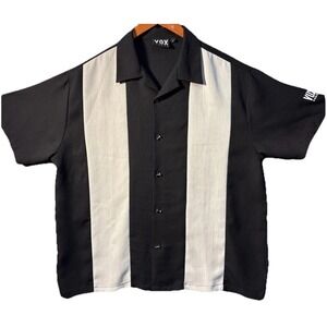 Vox Vodka Shirt Men's Size XL Black Gray Cocktail Button Up Colorblock‎ Bowling